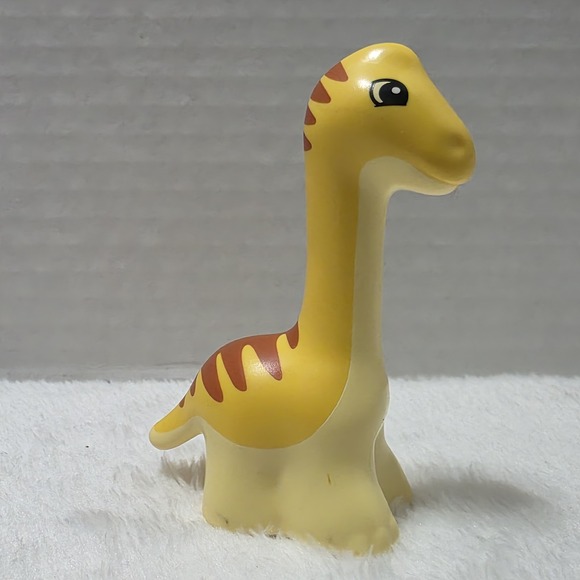 1x Lego Duplo Animal Dino Baby Diplodocus Light Yellow Pattern Striped - Picture 2 of 5
